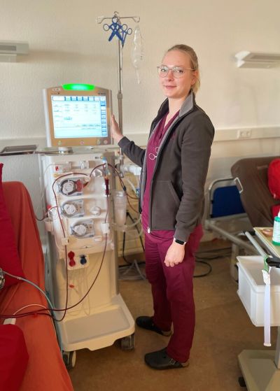 Unsere Kollegin Sandra am Octova Gerät